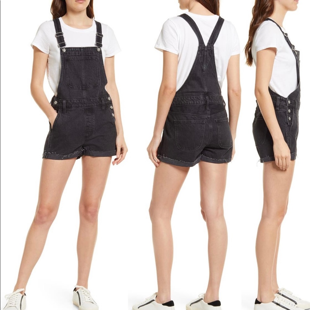 Madewell:adirondack short overalls black